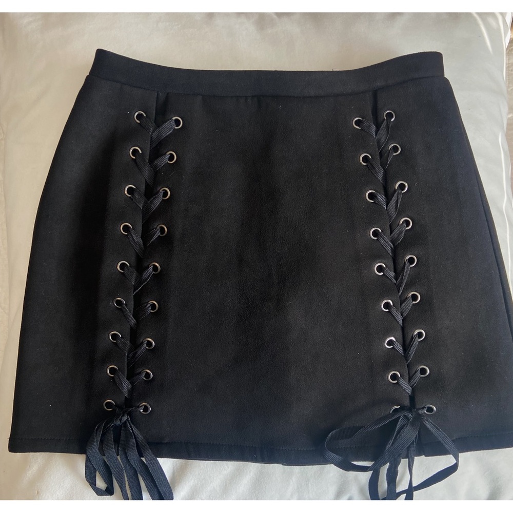 Honey Punch Suede Lace Up skirt